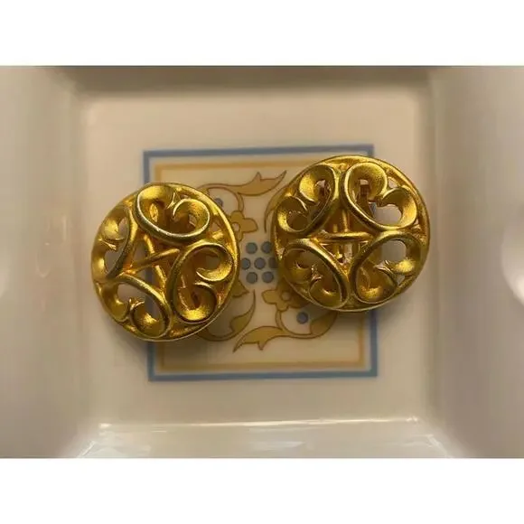 Anne Klein Vintage Decorative Clip Earrings - Picture 3 of 9